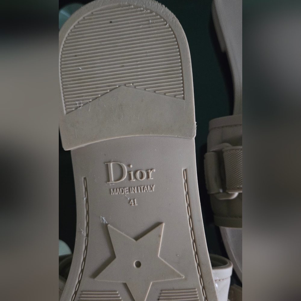 Christian Dior  Cream Loafers With Signature Branding Slide Sandals Size 41 - Picture 3 of 6